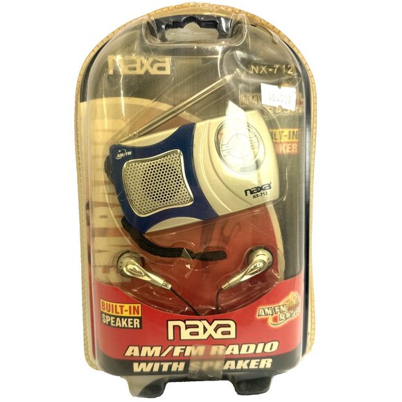 NAXA NR-712 AM/FM Radio With Speaker & Ear Buds Blue - Picture 2 of 7